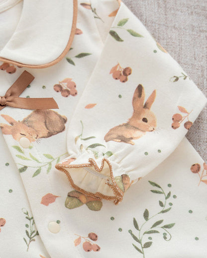 Sweet Collar Rabbit Pattern Soft Cotton Baby Jumpsuits