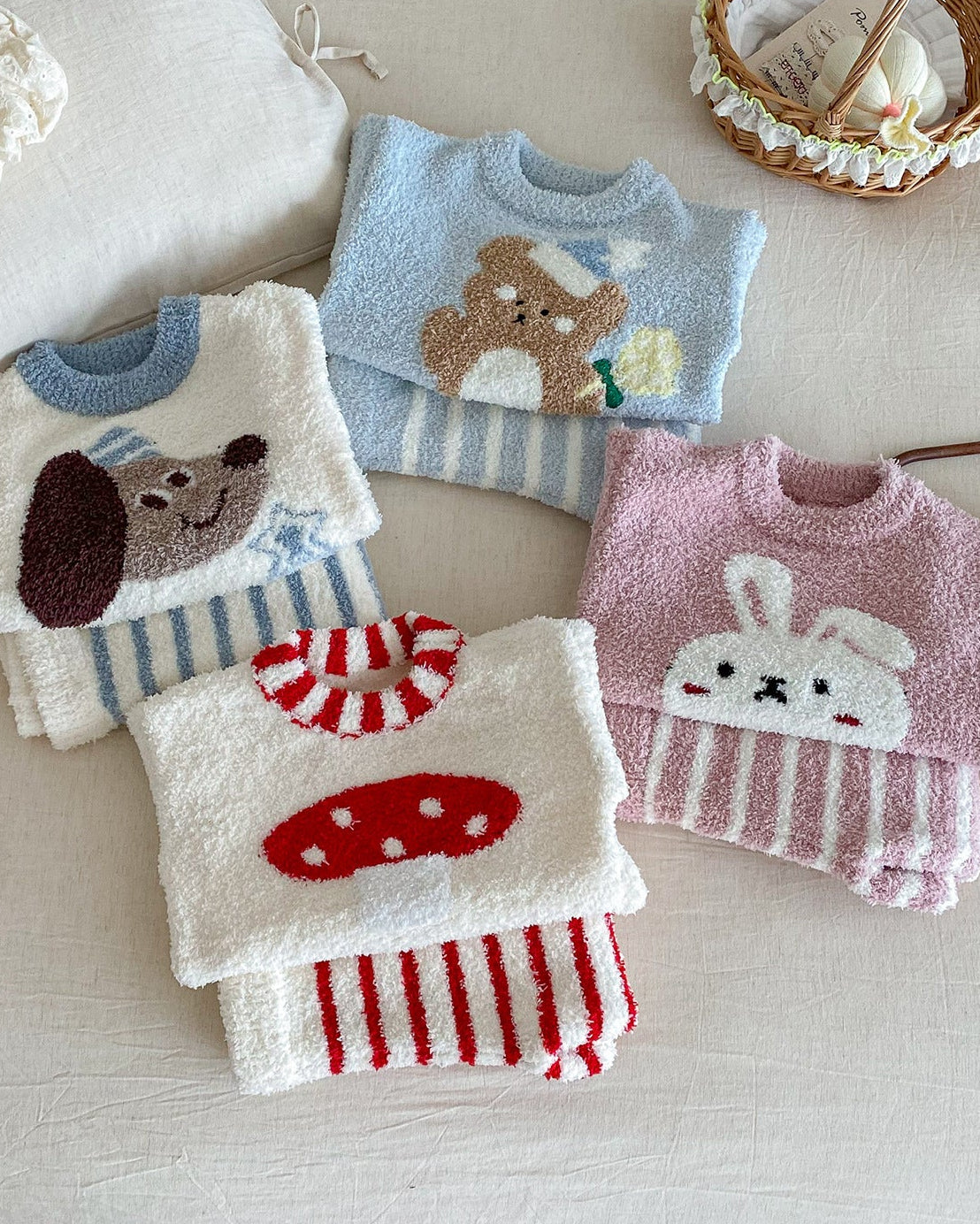 Fleece Warm Animal Pattern Baby Pajama 2pcs Set