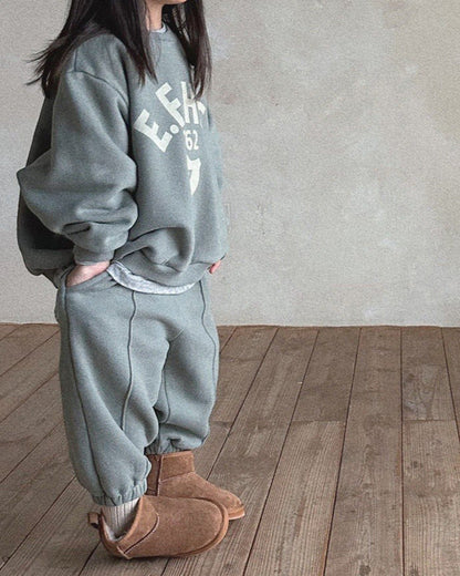 1962 Letter Fleece Warm Baby Hoodie Pants 2pcs Set