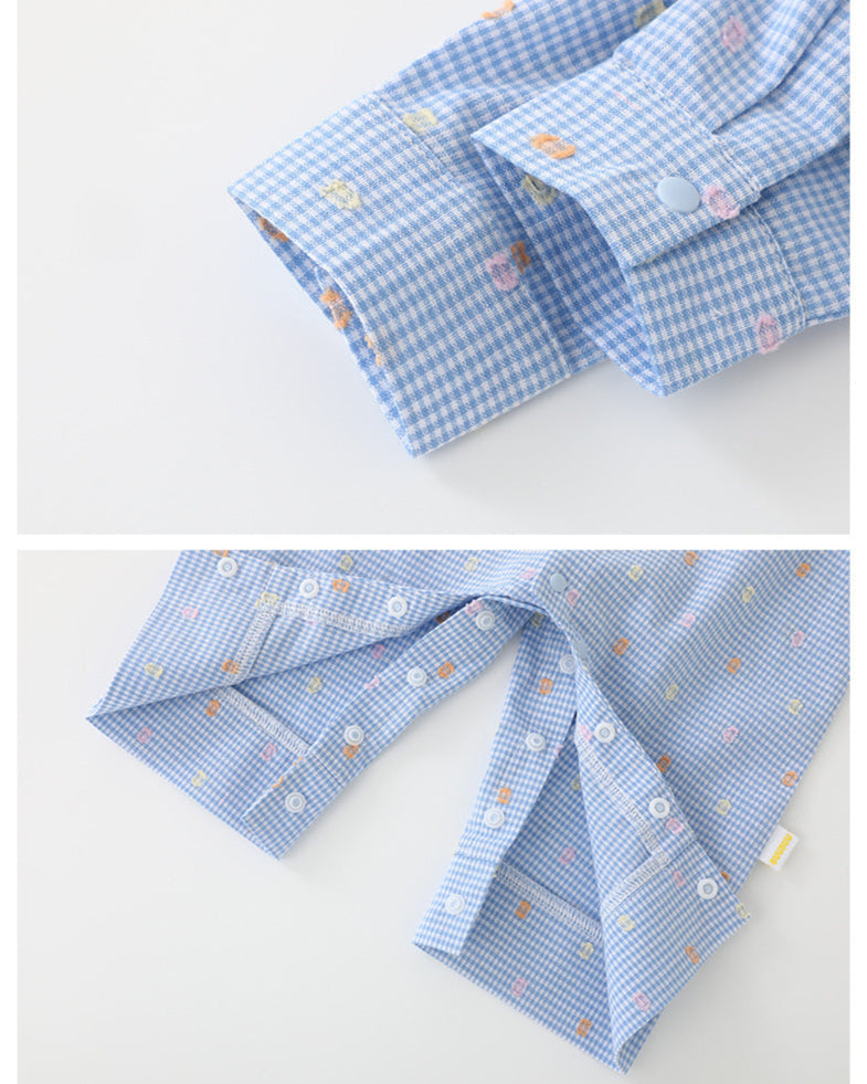 Dachshund Plaid Long Sleeve Baby Shirt Jumpsuits