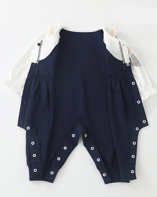 Rabbit Decor Puffy Sleeve Baby Jumpsuits