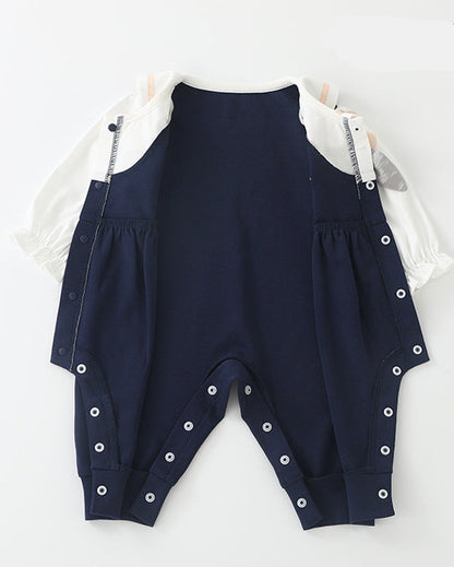 Rabbit Decor Puffy Sleeve Baby Jumpsuits