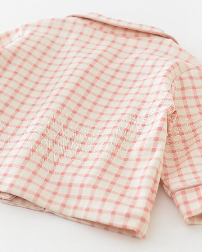 Plaid Rabbit Long Sleeve Baby Pajama Set