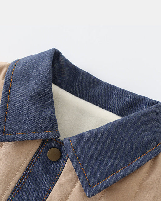Warm Fleece Denim Pocket Baby Jacket