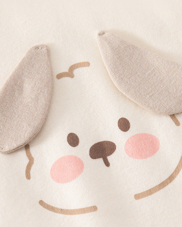 Color Block Animal Face Cotton Baby Jumpsuits