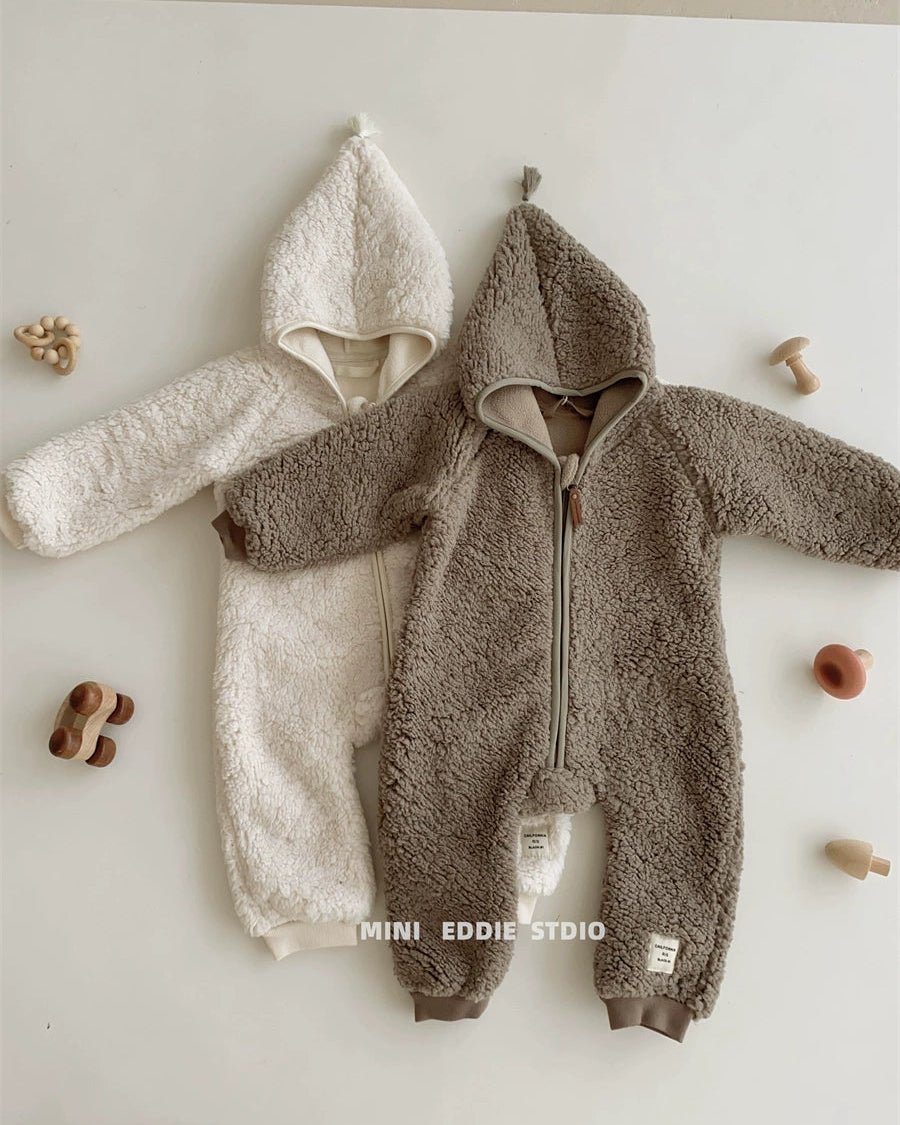 Polar Fleece Solid Color Baby Jacket/Jumpsuits