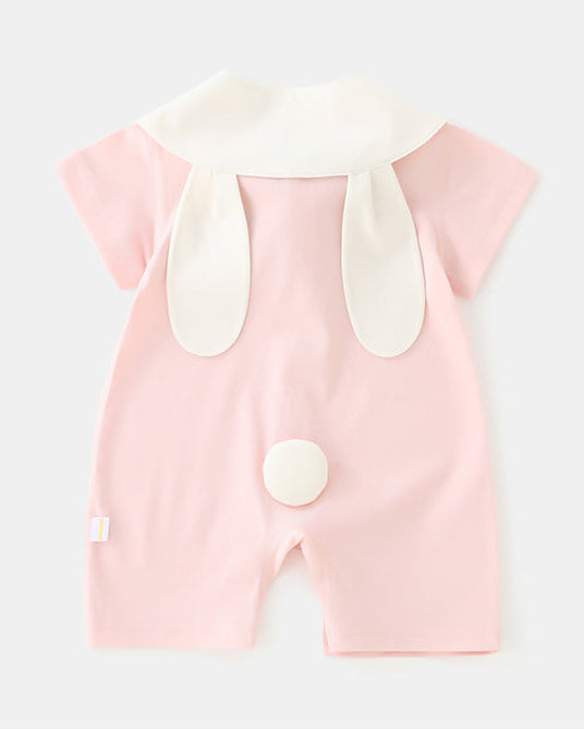 Rabbit Bear Scarf Short Sleeve Baby Jumpsuits