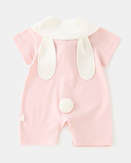 Rabbit Bear Scarf Short Sleeve Baby Jumpsuits