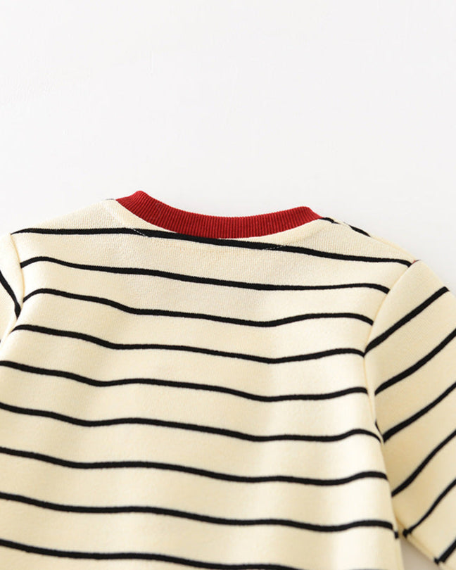 Question Mark Decor Striped Long Sleeve Baby Jumpsuits