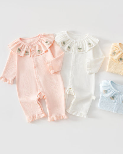 Cotton Ruffled Collar Long Sleeve Baby Pajama