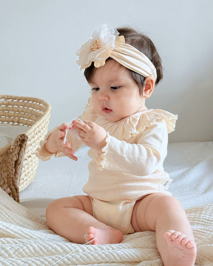 Sweet Ruffled Collar Solid Color Baby Romper