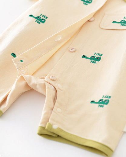 Crocodile Embroidered Short Sleeve Baby Jumpsuits