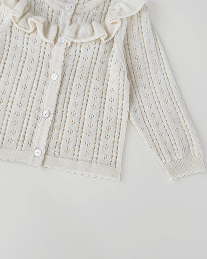 Sweet Hollowed-out Baby Girl Sweater Cardigan
