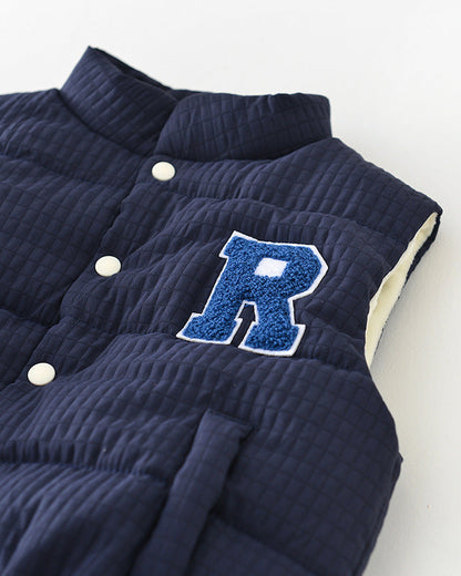 Fleece Letter R Sleeveless Baby Puffer Vest