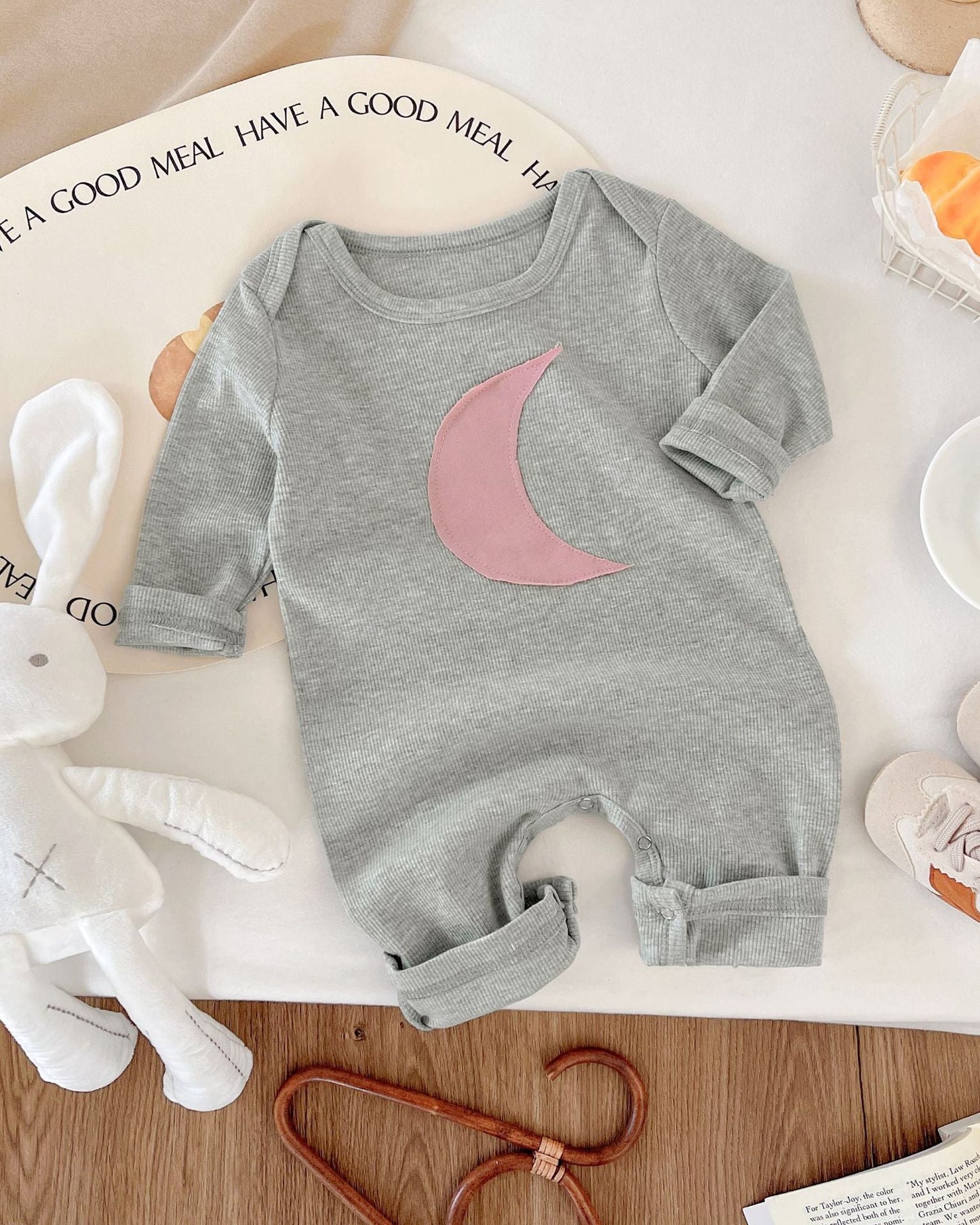 Moon Printed Long Sleeve Baby Jumpsuits