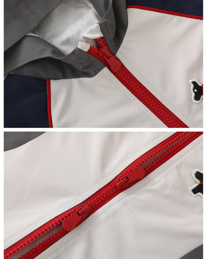 Color Block Zipped Long Sleeve Baby Hooded Jumpsuits