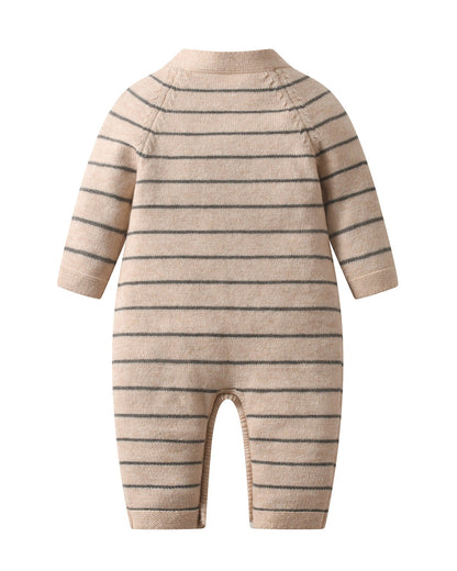 Striped Knitted Baby Romper Jumpsuits 2pcs Set