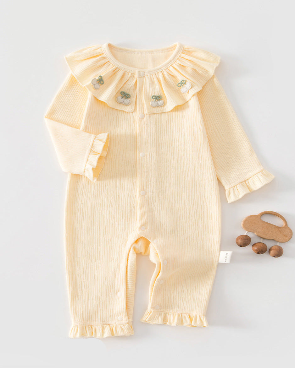 Cotton Ruffled Collar Long Sleeve Baby Pajama