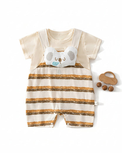 Koala Striped Two-Piece Baby Romper Set