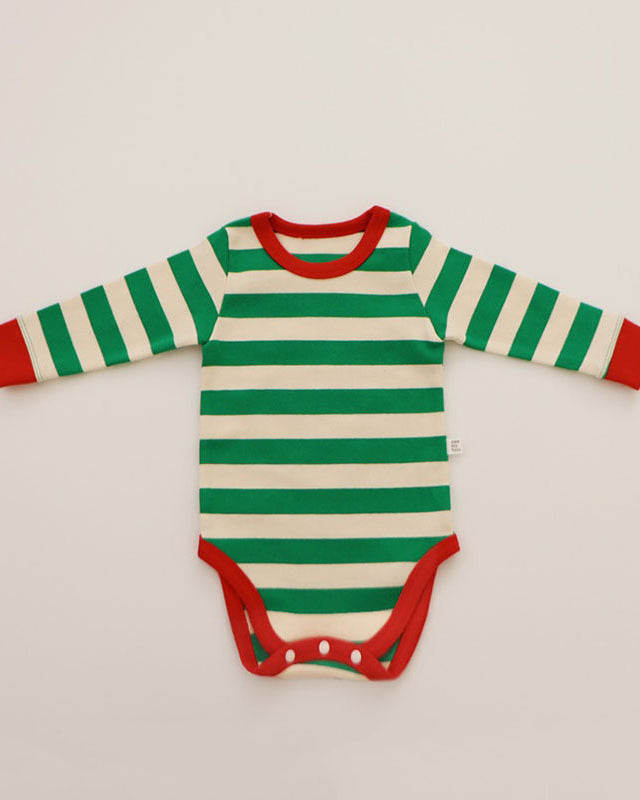 Christmas Striped Baby Bodysuit/Top Pant Set