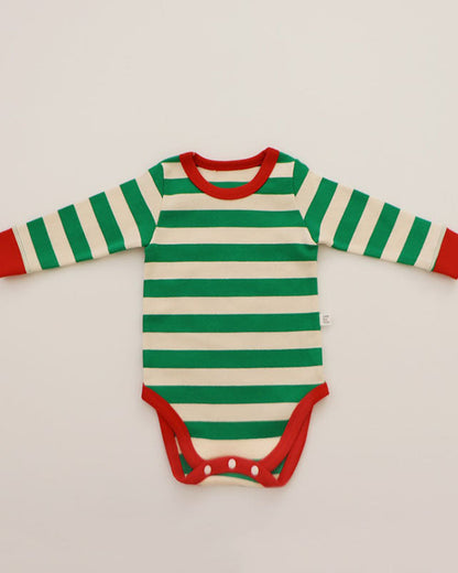 Christmas Striped Baby Bodysuit/Top Pant Set