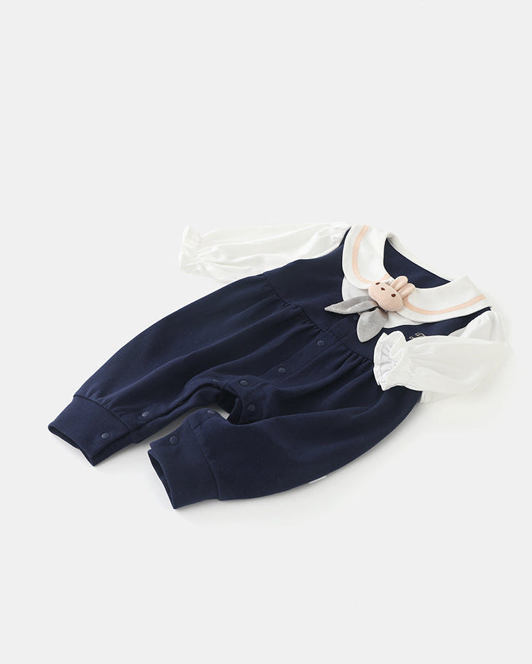 Rabbit Decor Puffy Sleeve Baby Jumpsuits