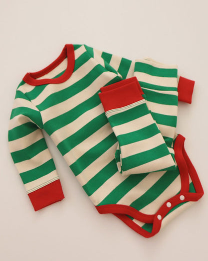 Christmas Striped Baby Bodysuit/Top Pant Set