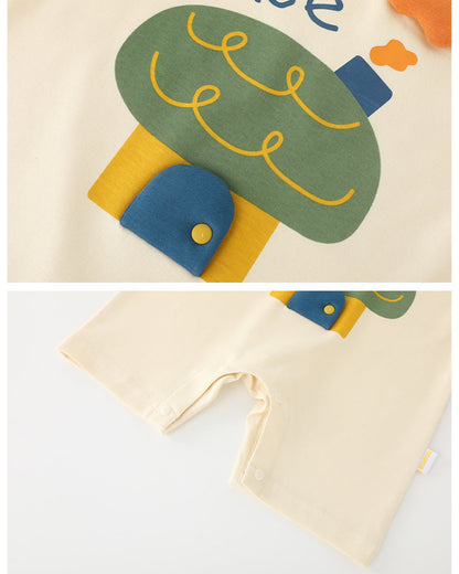 Snail House Printed Short Sleeve Baby Jumpsuits