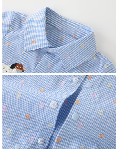 Dachshund Plaid Long Sleeve Baby Shirt Jumpsuits