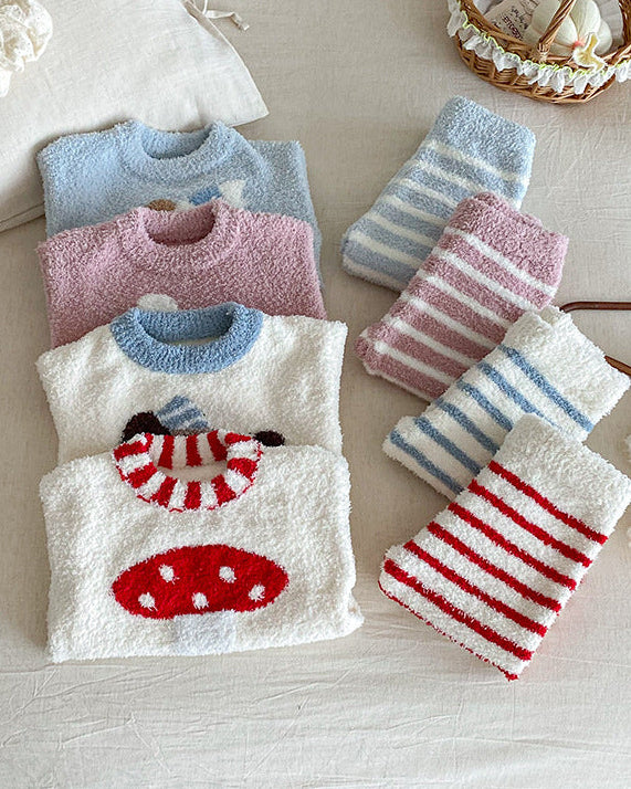 Fleece Warm Animal Pattern Baby Pajama 2pcs Set