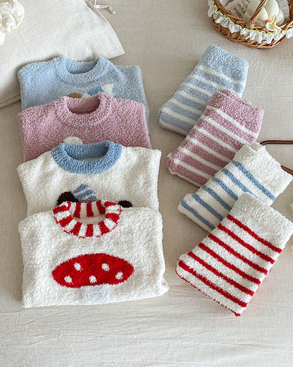 Fleece Warm Animal Pattern Baby Pajama 2pcs Set