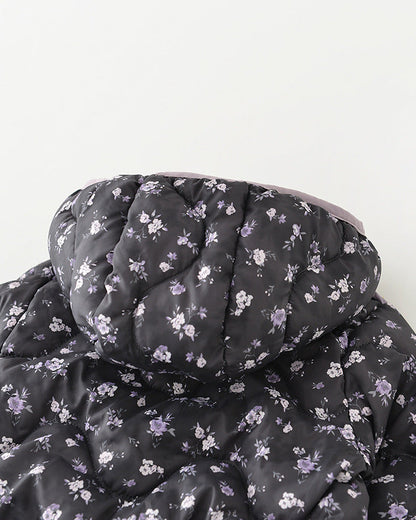 プリント柄の暖かいベビーフード付きパファージャケット