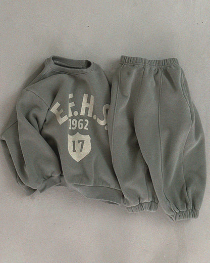 1962 Letter Fleece Warm Baby Hoodie Pants 2pcs Set