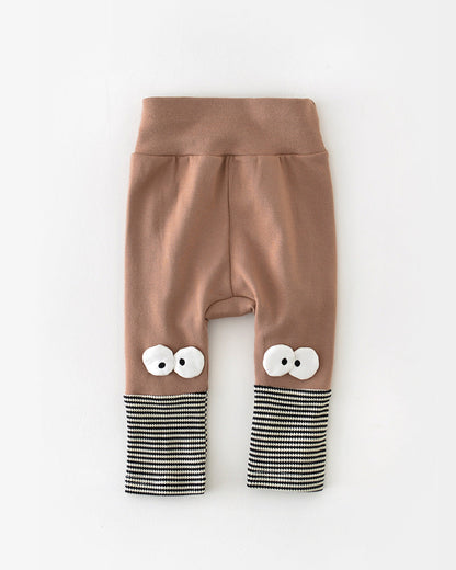 Color Black Cartoon Baby High Waisted Pants