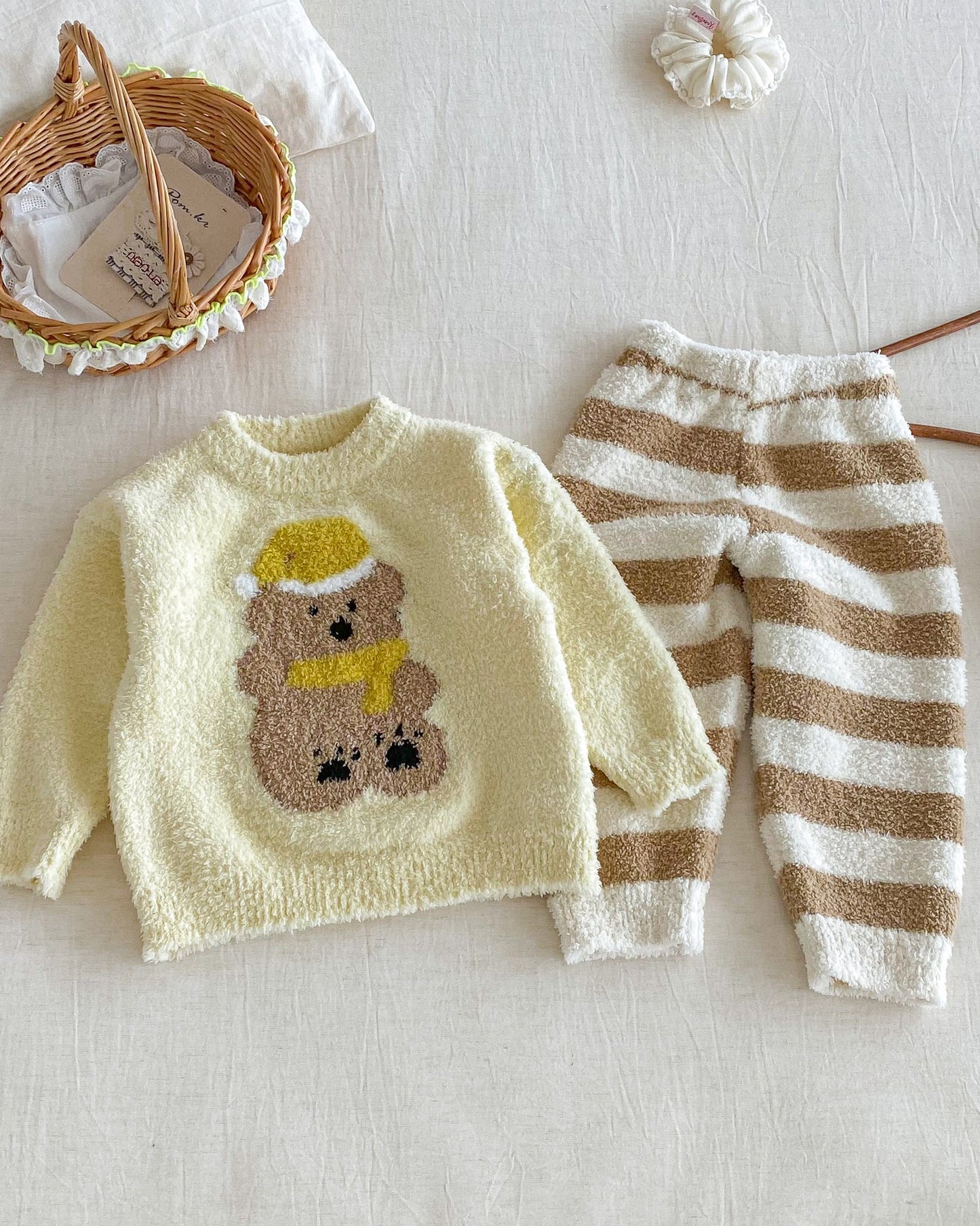 Fleece Warm Animal Pattern Baby Pajama 2pcs Set