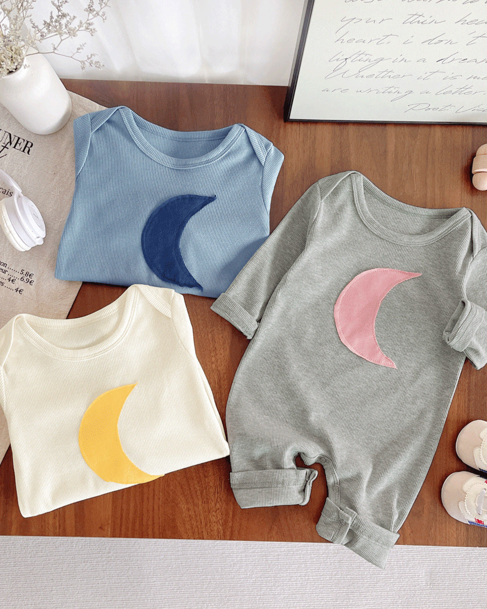 Moon Printed Long Sleeve Baby Jumpsuits