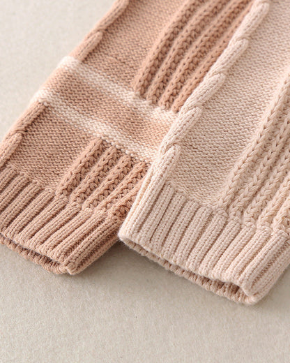 Star Color Block Knitted Baby Jumpsuits