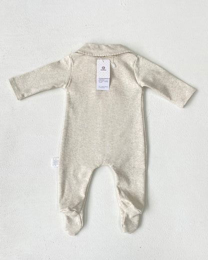 Soft Cotton Buttoned Long Sleeve Foot-covering Baby Jumpsuits
