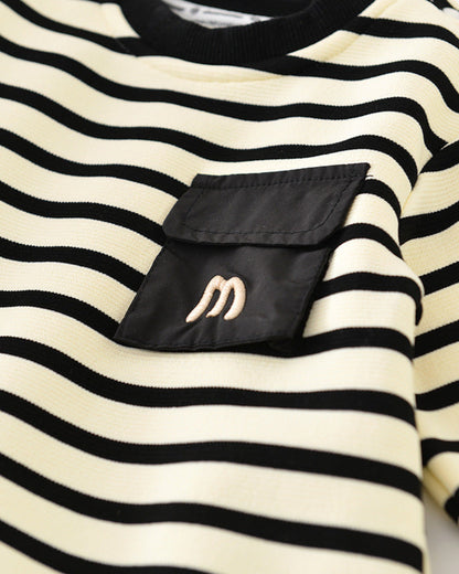 Casual Striped Pocket Design Long Sleeve Baby Jumpsuits
