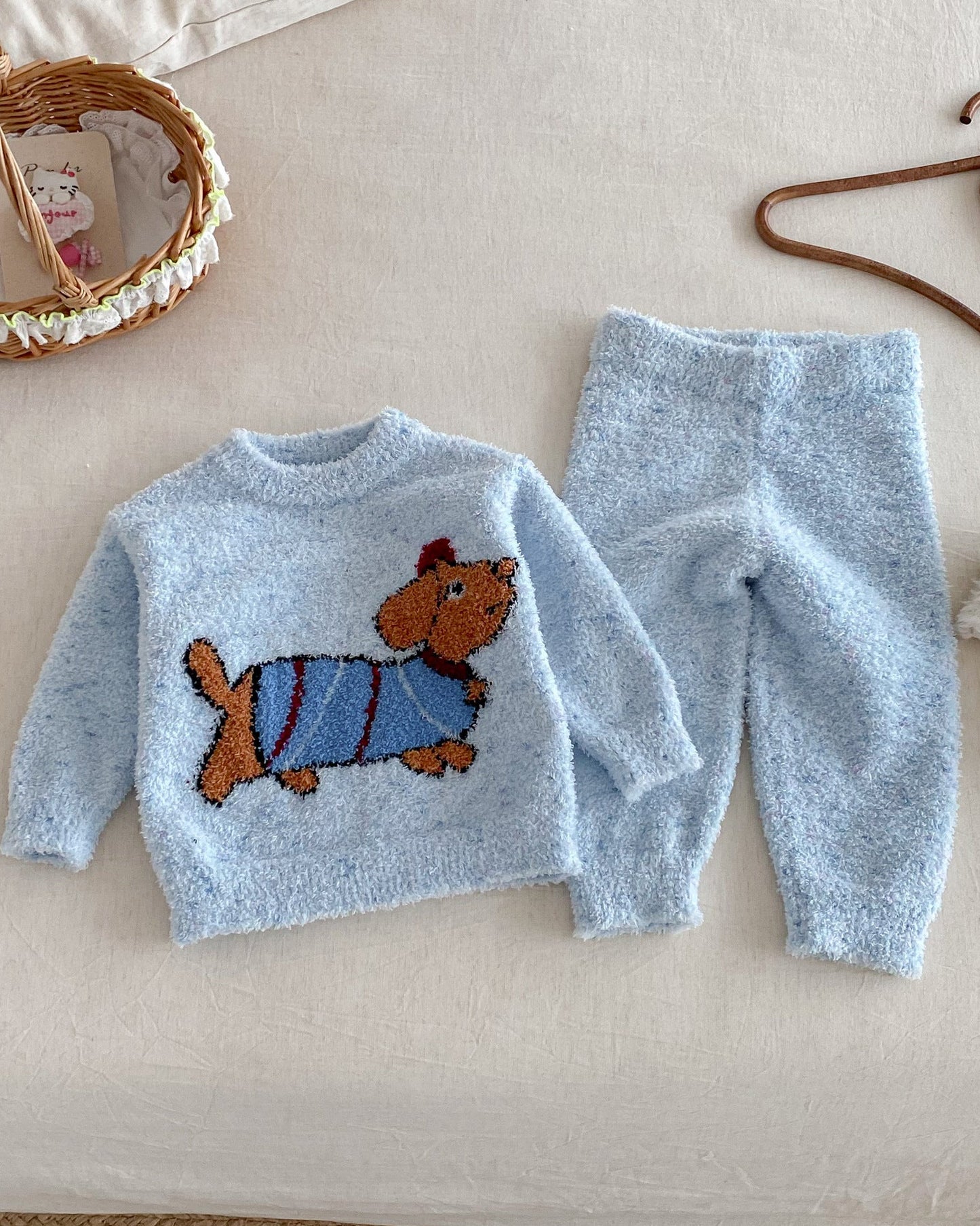 Fleece Warm Animal Pattern Baby Pajama 2pcs Set