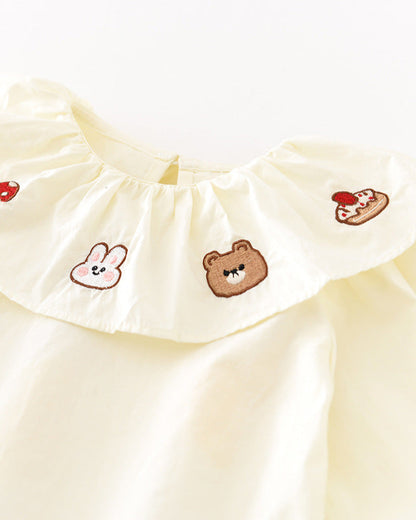 2pcs Cartoon Printed Denim Baby Shirt Romper Set