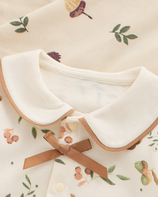 Sweet Collar Rabbit Pattern Soft Cotton Baby Jumpsuits