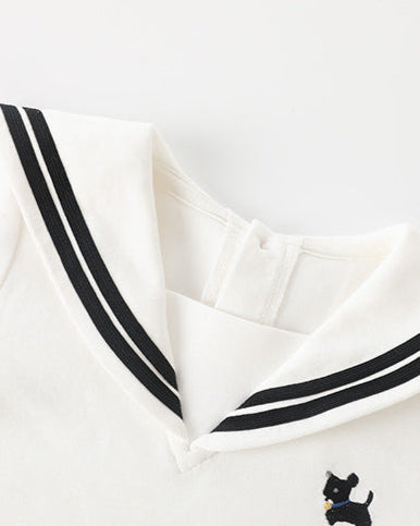 Navy Collar Pocket Design Long Sleeve Baby Jumpsuits