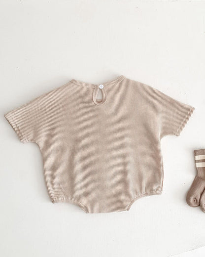 Waffled Bear Pocket Design Baby Romper