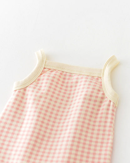 2pcs Sweet Plaid Cotton Baby Tank Top&Pants Set