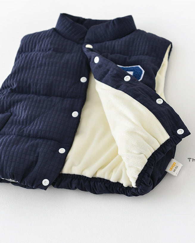 Fleece Letter R Sleeveless Baby Puffer Vest