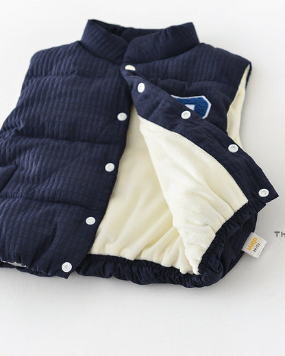 Fleece Letter R Sleeveless Baby Puffer Vest