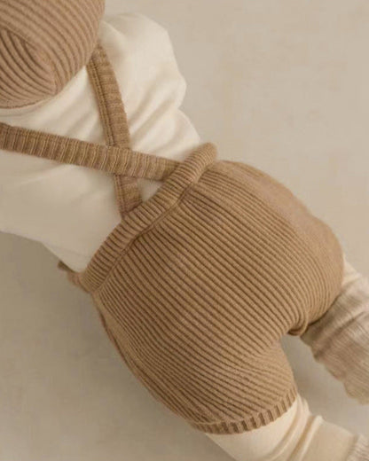 Solid Color Buttoned Elastic Baby Overalls