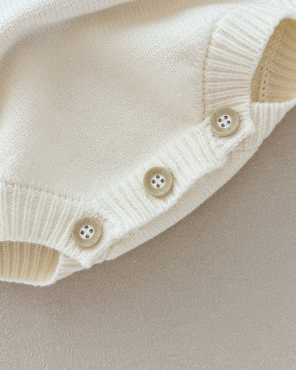Knitted Cute Bear Heart Baby Romper Cardigan