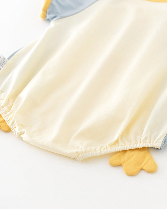 Duck Pattern Color Block Short Sleeve Baby Romper